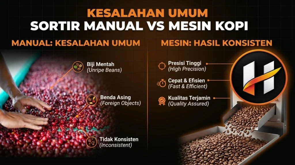 Kesalahan Umum Sortasi Kopi Manual Vs Mesin