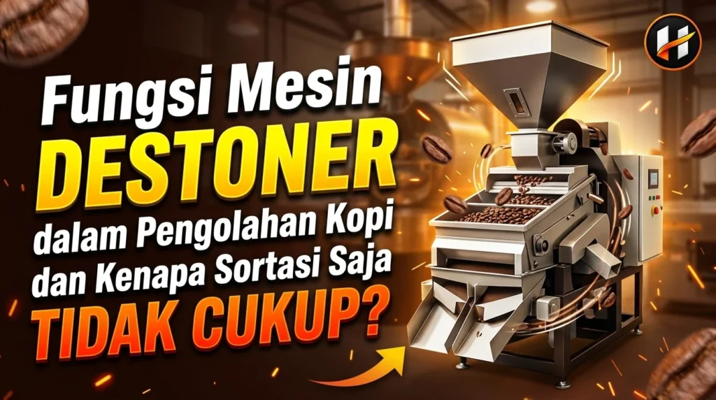 Mesin Destoner Industri Memisahkan Biji Kopi Dari Batu Dan Kerikil Di Jalur Produksi