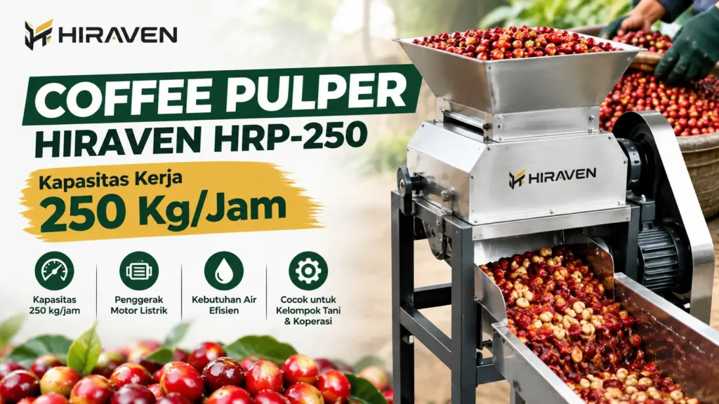Coffee Pulper Hiraven Hrp 250 Kapasitas Kerja 250 Kg Per Jam